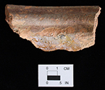 Gravel-tempered, interior (left) and exterior (right), jar. Delaware site 7NC-F-13. 